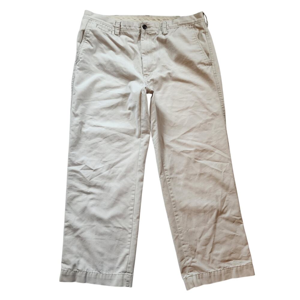 Haggar Life Khaki Mens Chino Pants Size 36 x 29 Beige Straight Leg Twill